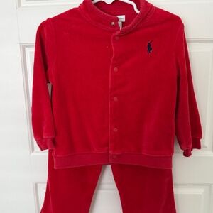 Ralph Lauren Velvet Velour Sweat Pant and Sweater/Jacket Set 24 M